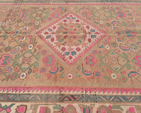 5x11 Vintage Brown Persian Style Hand Knotted Low Pile Wool Area Rug